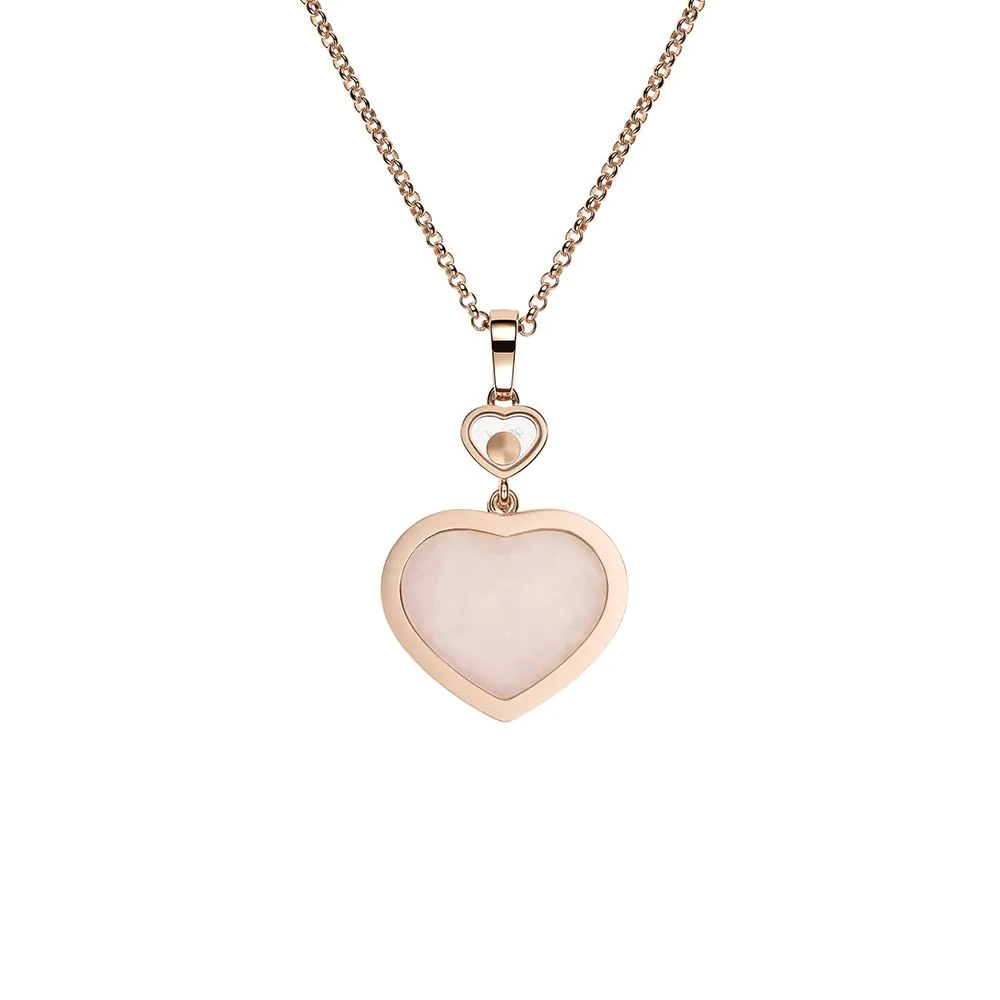 Chopard Happy Hearts 18ct Rose Gold Pink Opal and Diamond Pendant