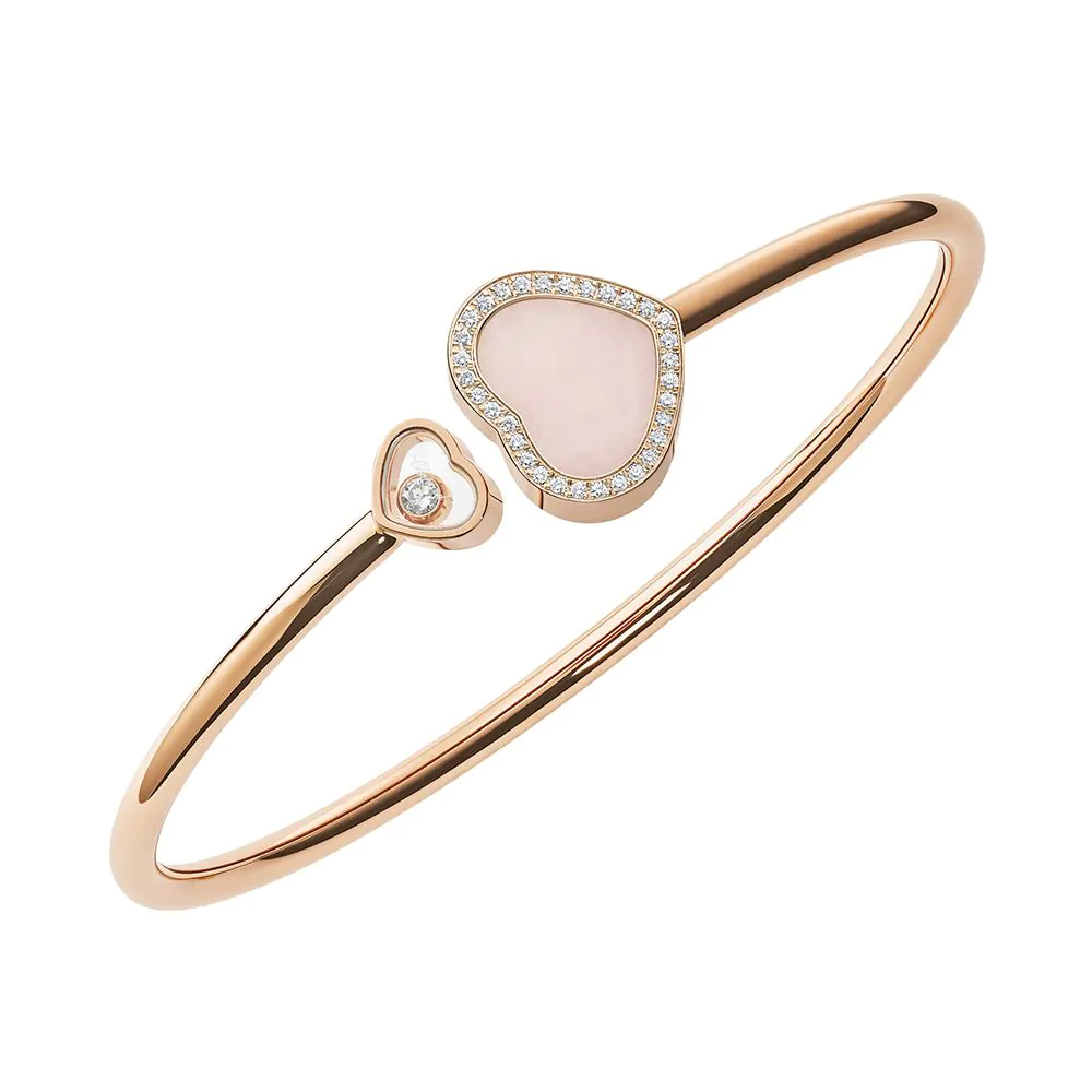 Chopard Happy Hearts 18ct Rose Gold Pink Opal Diamond Bangle 85A074 5623