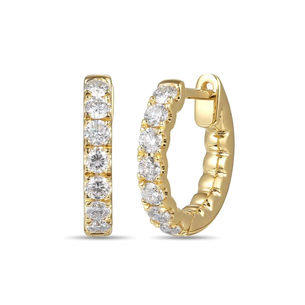 18ct Yellow Gold Diamond Set Hoop Earrings - Laings