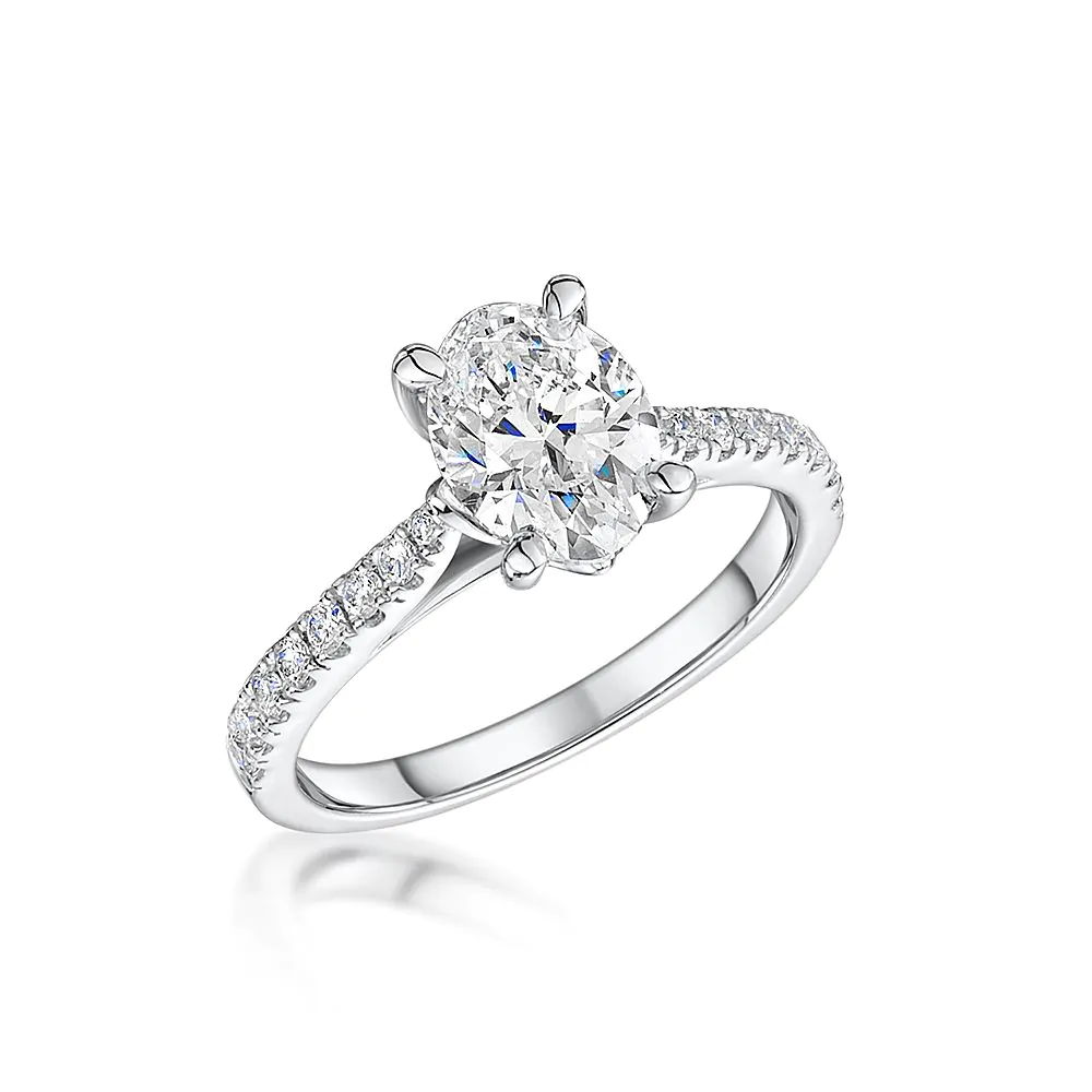 2.00 Natural Oval Cut Diamond In a Solitaire With Pavé – RW Fine Jewelry