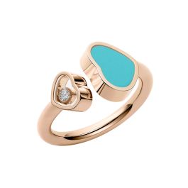 Chopard Happy Hearts 18ct Rose Gold Turquoise Diamond Ring