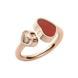 Chopard Happy Hearts 18ct Rose Gold Red Carnelian Diamond Ring