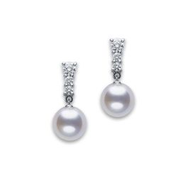 Mikimoto Morning Dew 18ct White Gold Akoya Pearl and Diamond Earrings ...