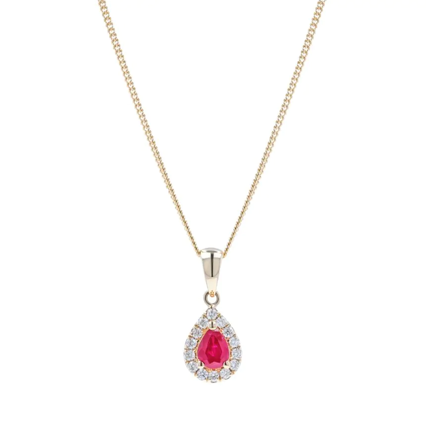 18ct Yellow Gold 0.41ct Ruby and Diamond Pendant