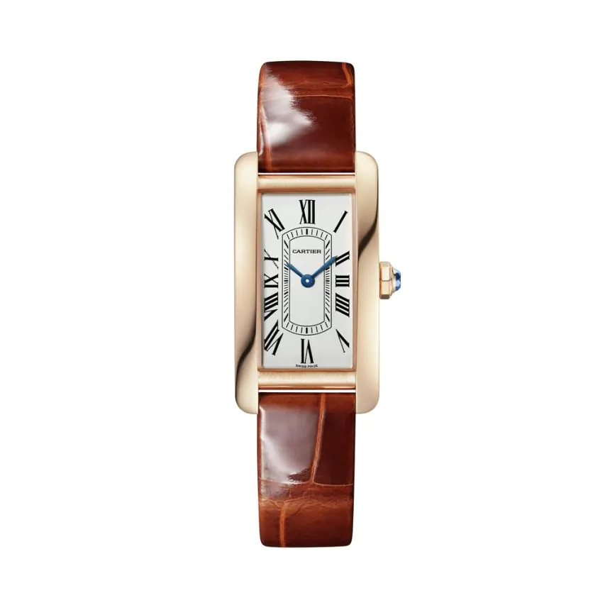 Cartier Tank Louis Large Silver Dial Yellow Gold Leather Strap Women's  Watch WGTA0067