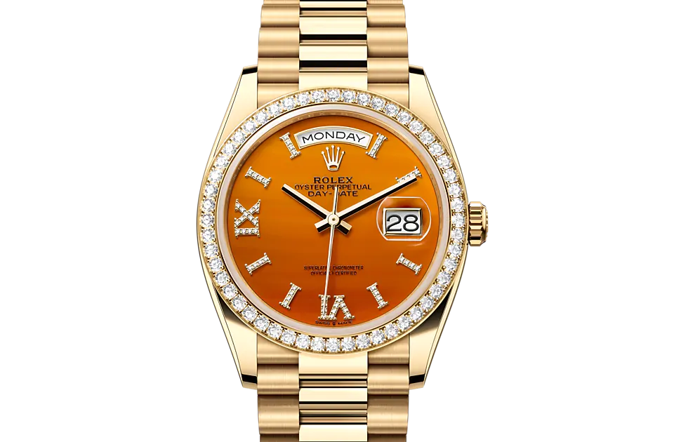 Rolex Day-Date 36 M128348RBR-0049 watch front facing